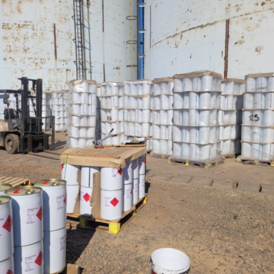 packaged paraffin on pallets